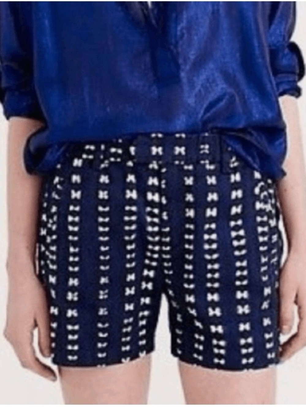 J. Crew Navy Batik Print  Pull-On Shorts